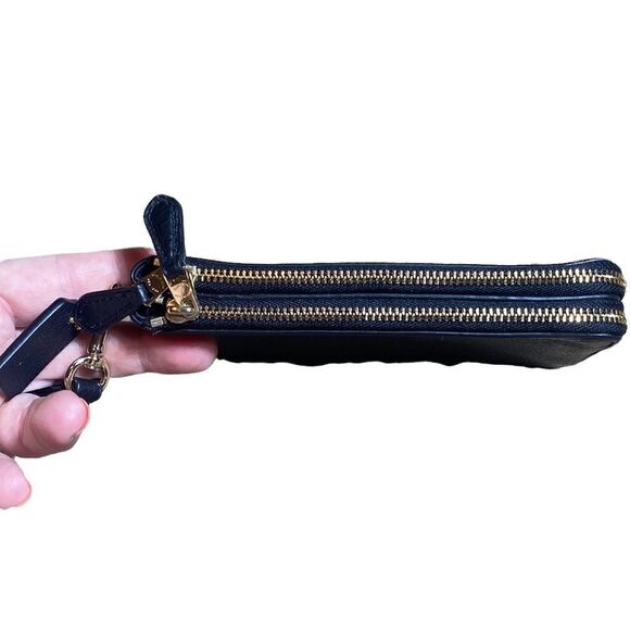 Coach wristlet black double corner zip wristlet w gold hardware - Picture 6 of 8